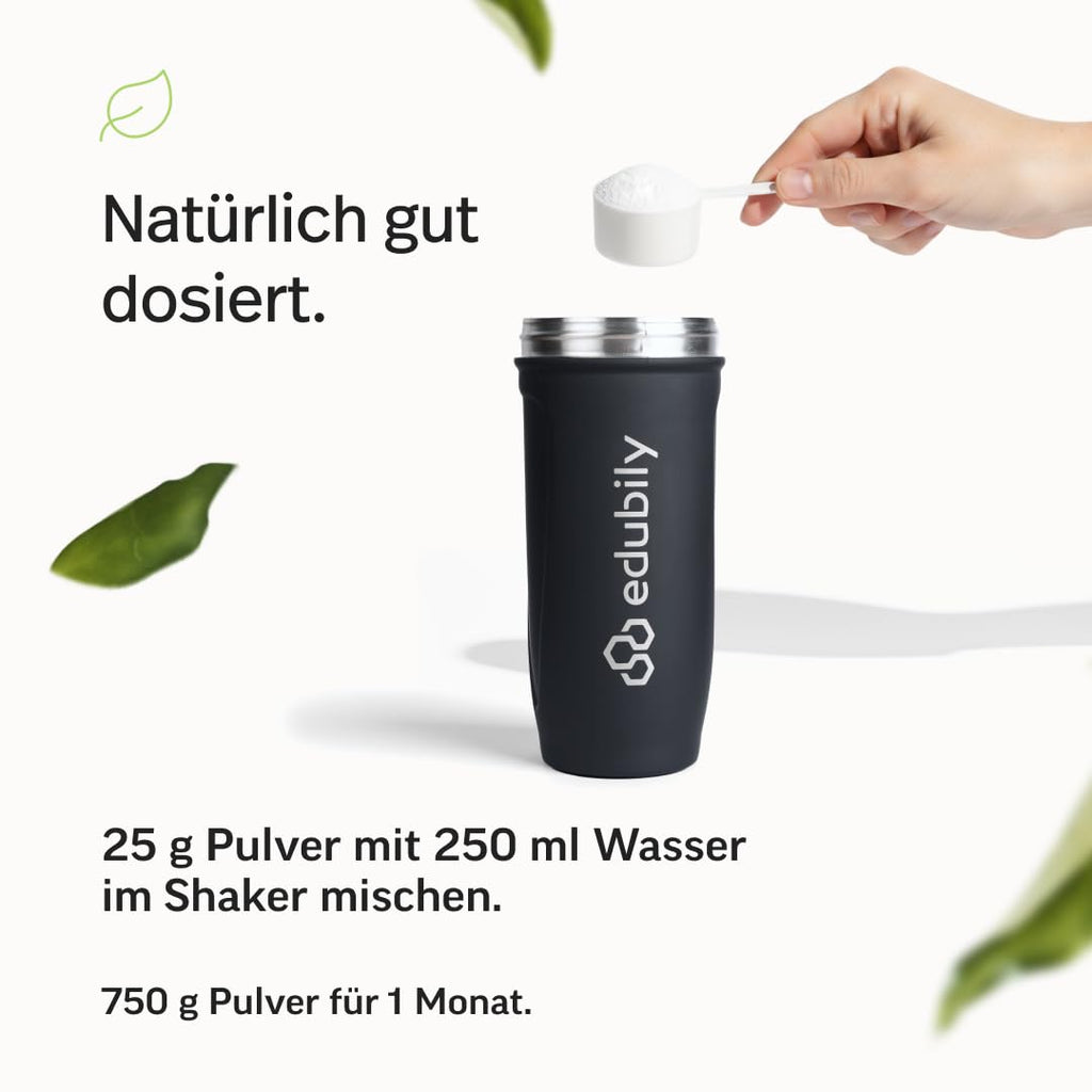 edubily® Veganes Proteinpulver - Mit Reisprotein und Erbsenprotein - Hoher Eiweißgehalt - Ohne Zucker • Mit Stevia • Laborgeprüftes Eiweißpulver (750 g, Erdbeere)