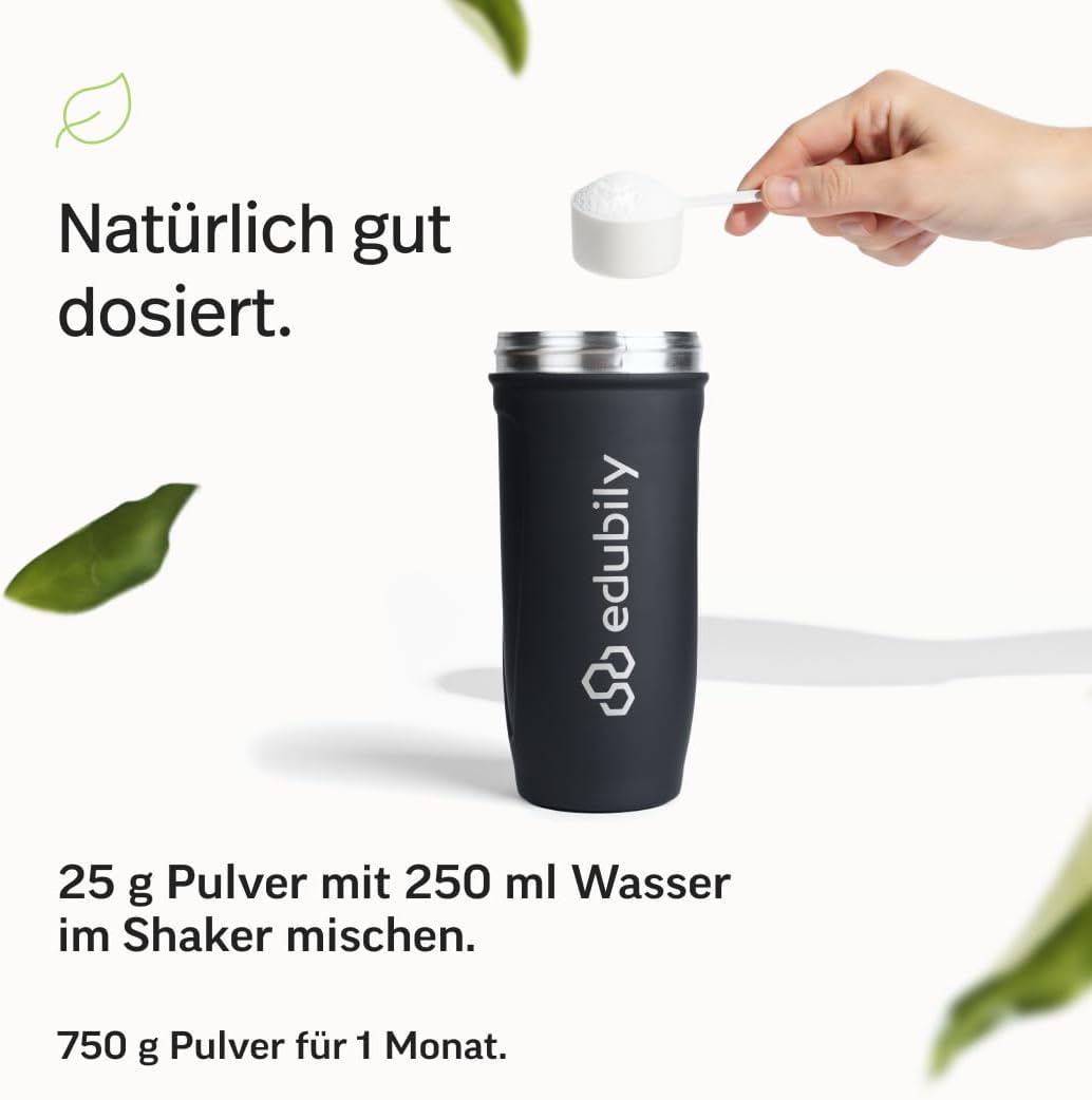 edubily® Whey Protein Konzentrat - Aus Milch von Kühen mit Weidezugang - Ohne Zucker & mit Stevia gesüßt - Optimale Löslichkeit - Made in Germany (750 g, Vanille)